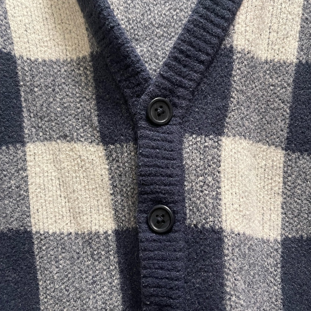 Zara Kids Navy and Gray Checkered Cardigan